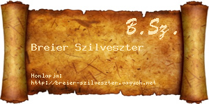 Breier Szilveszter névjegykártya